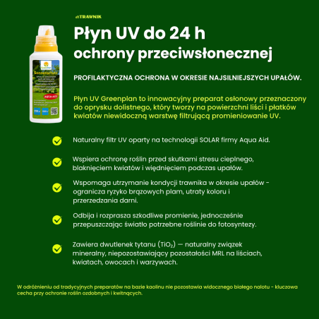Płyn do ochrony przeciwsłonecznej roślin, kwiatów i trawnika UV 250 ml Greenplan
