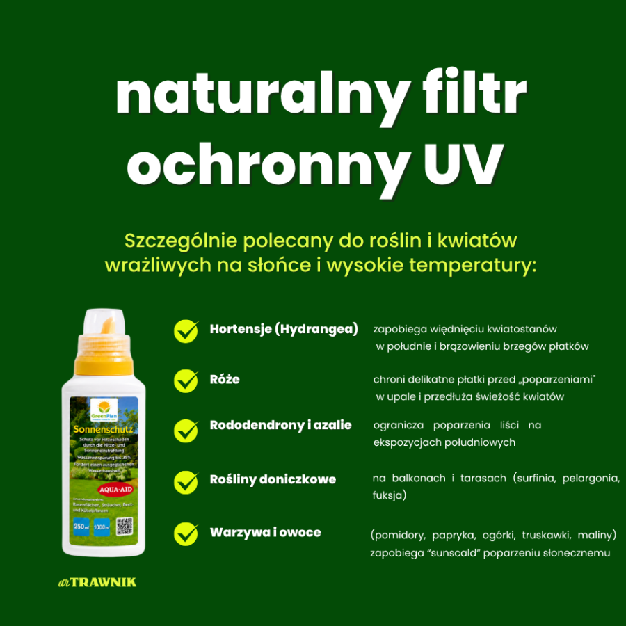 Płyn do ochrony przeciwsłonecznej roślin, kwiatów i trawnika UV 250 ml Greenplan