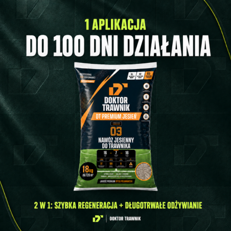 Nawóz do trawnika jesienny DT Premium Jesień długodziałający UF Premium 18 kg