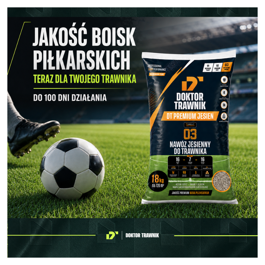Nawóz do trawnika jesienny DT Premium Jesień długodziałający UF Premium 18 kg