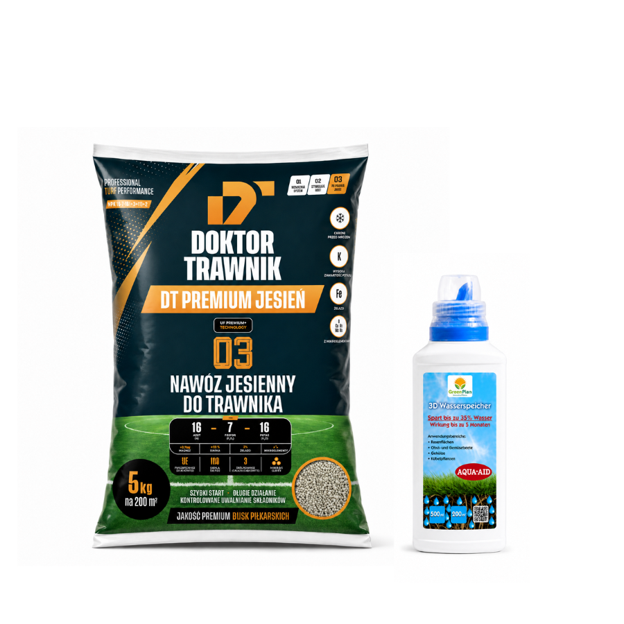 Nawóz jesienny DT Premium Jesień 5 kg + Płyn Save Water 500 ml - Trawnik 200m²