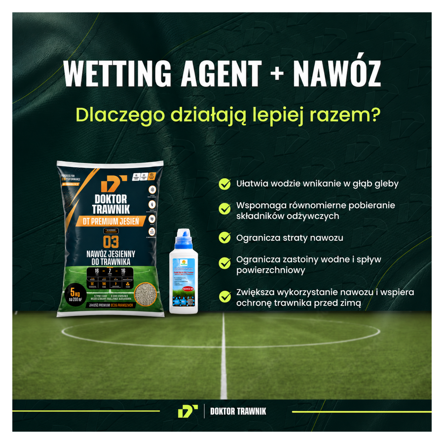 Nawóz jesienny DT Premium Jesień 5 kg + Płyn Save Water 500 ml - Trawnik 200m²