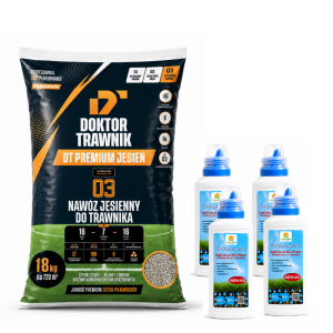 Nawóz jesienny DT Premium Jesień 18 kg + 4 X Płyn Save Water 500 ml - Trawnik 720m²