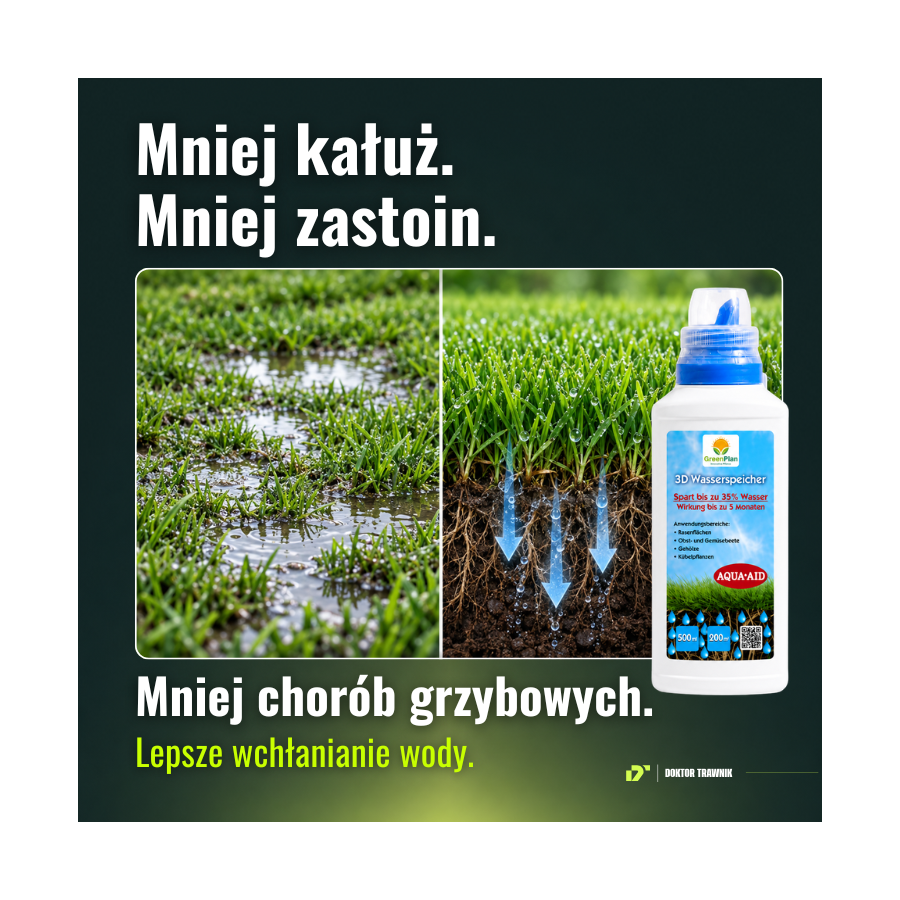 Płyn Drain & Save Water molekularny surfaktant do trawnika zwalcza hydrofobowość gleby 500 ml