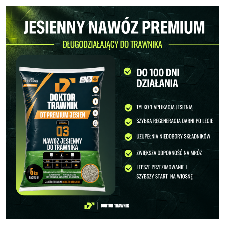 Nawóz do trawnika jesienny DT Premium Jesień długodziałający UF Premium 5 kg