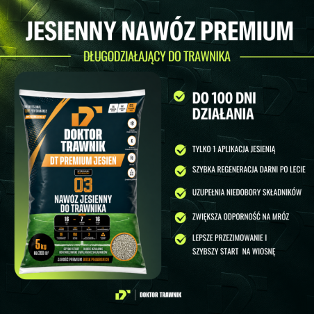 Nawóz do trawnika jesienny DT Premium Jesień długodziałający UF Premium 5 kg