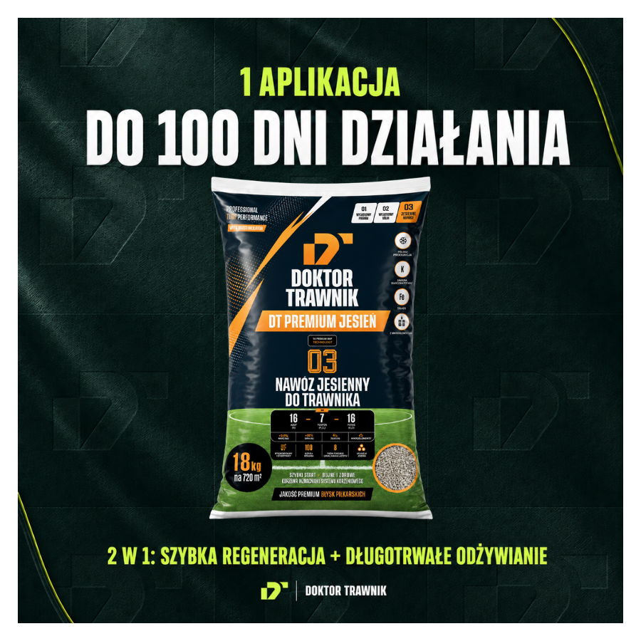 Nawóz do trawnika jesienny DT Premium Jesień długodziałający UF Premium 18 kg