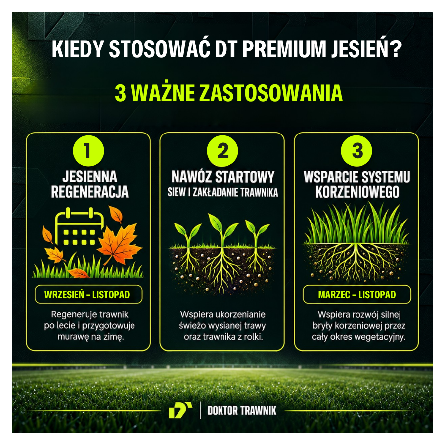 Nawóz do trawnika jesienny DT Premium Jesień długodziałający UF Premium 18 kg