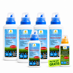 4× Płyn Drain & Save Water 500 ml + 250 ml - Trawnik 900m² + Płyn UV GRATIS