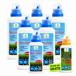 5× Płyn Drain & Save Water 500 ml + 250 ml - Trawnik 1100m² + Płyn UV GRATIS