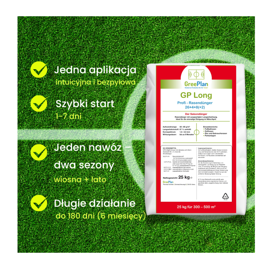 Nawóz do trawnika Wiosna + Lato CRF PRO otoczkowany długodziałający 25 kg 180 DNI