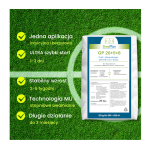 Nawóz do trawnika GP 20 + 5 + 8 PRO długodziałający z MU 25 kg