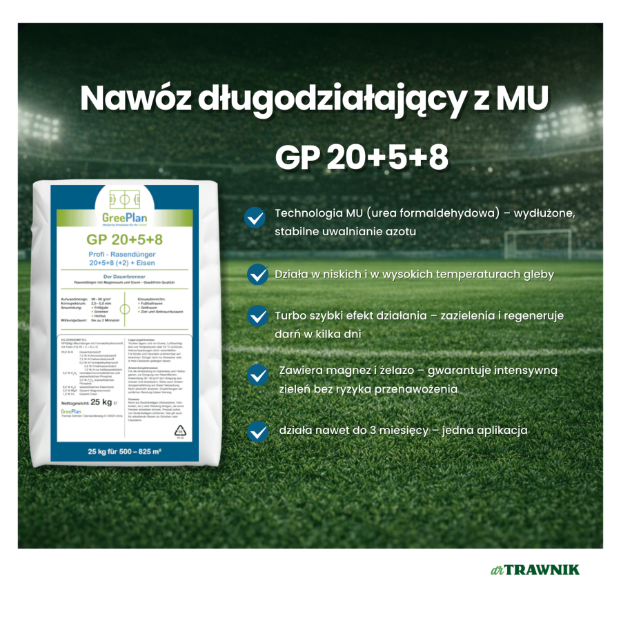 Nawóz do trawnika GP 20 + 5 + 8 PRO długodziałający z MU 25 kg