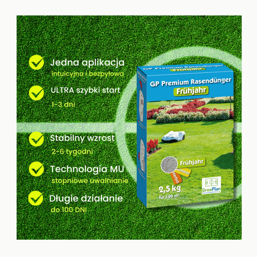 Nawóz do trawnika wiosenny GP Premium Wiosna długodziałający MU 2,5 kg