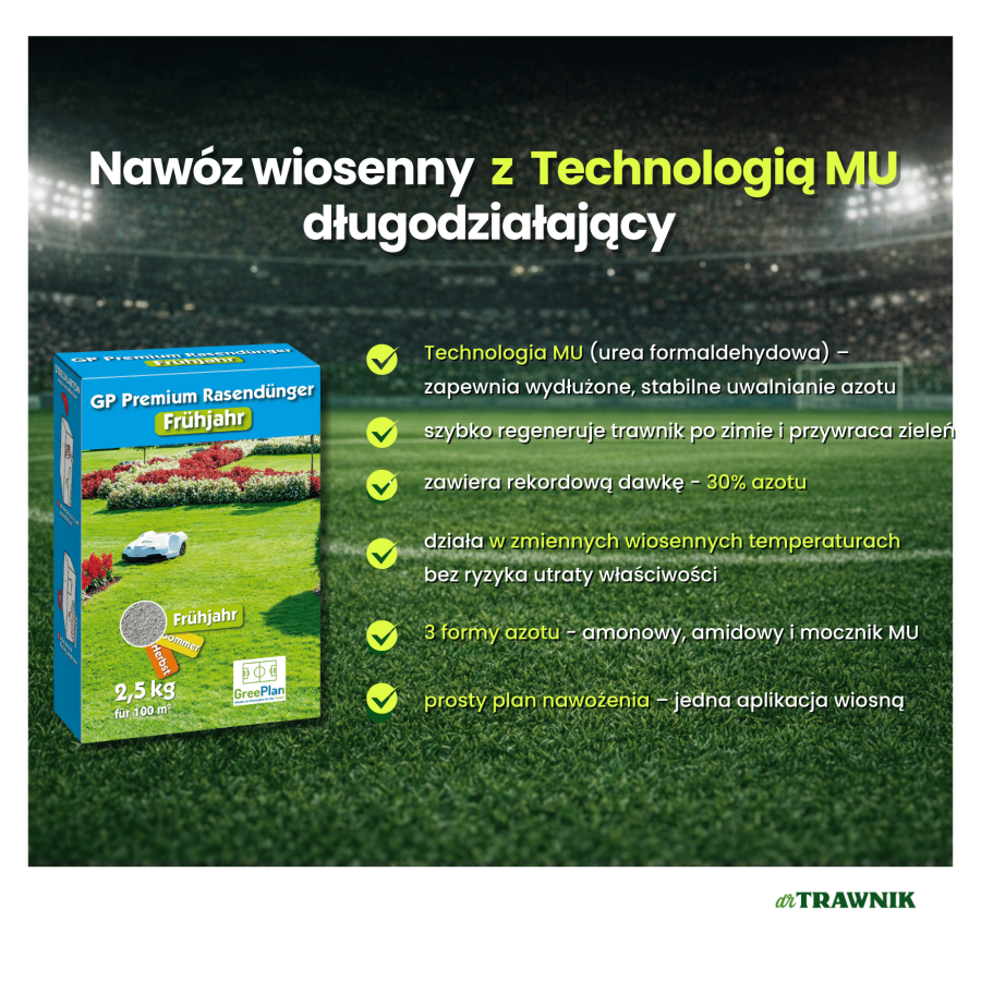 Nawóz do trawnika wiosenny GP Premium Wiosna długodziałający MU 2,5 kg
