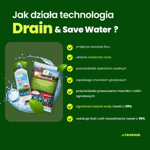 Płyn Drain & Save Water molekularny do drenażu gleby przeciwdziałający przesuszeniu roślin i trawnika 500 ml