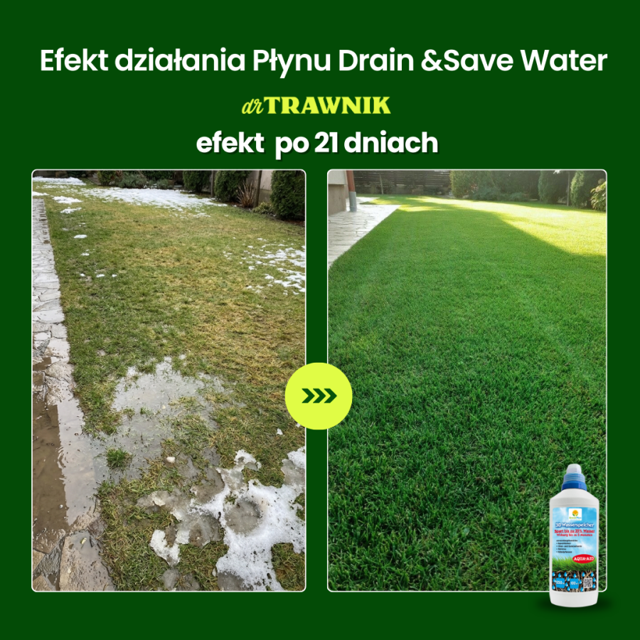 Płyn Drain & Save Water molekularny do drenażu gleby przeciwdziałający przesuszeniu roślin i trawnika 250 ml