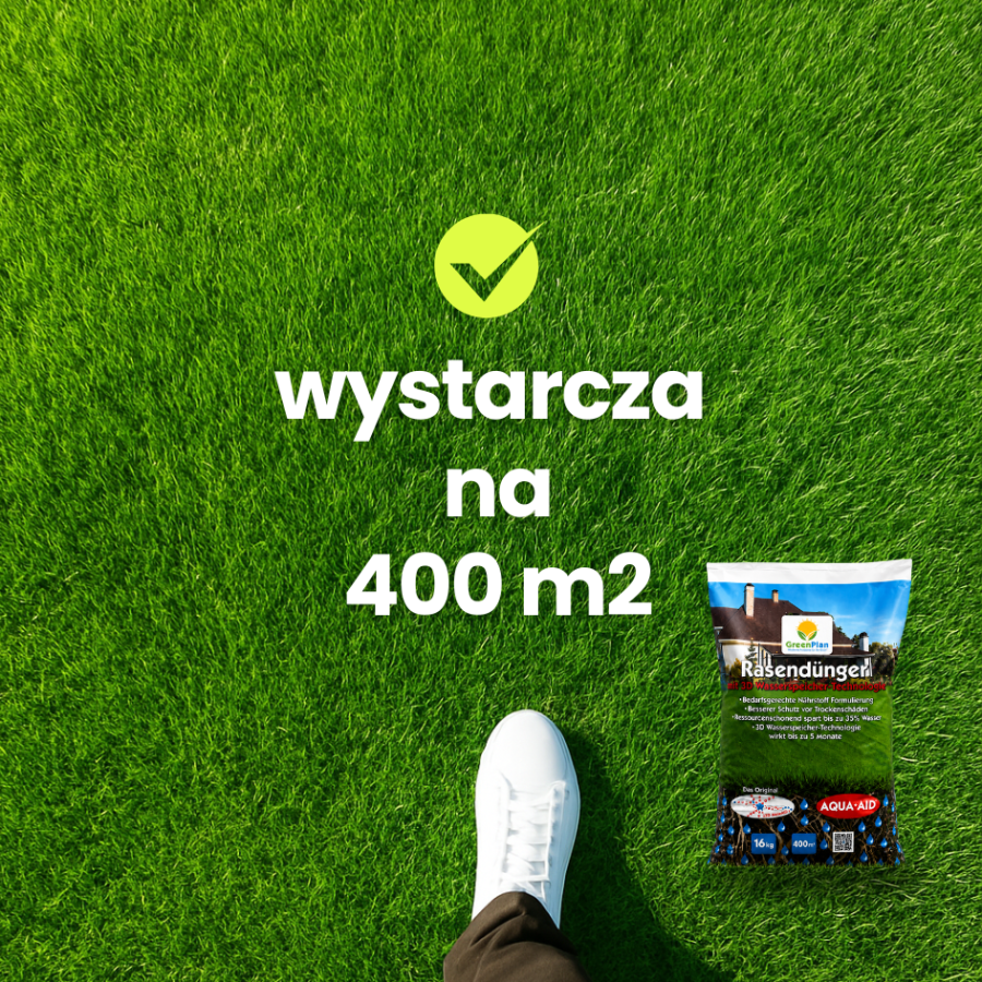Nawóz do trawnika Drain & Save Water długodziałający przeciwdziałający przesuszeniu trawnika 16 kg