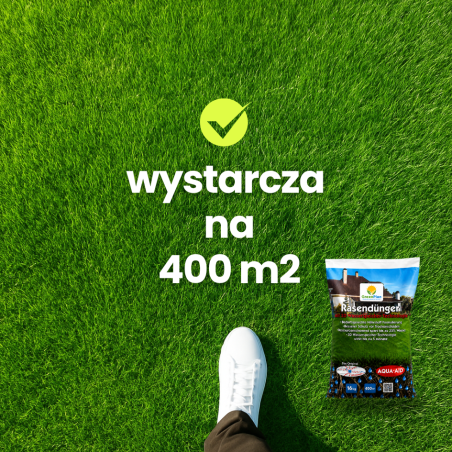 Nawóz do trawnika Drain & Save Water długodziałający przeciwdziałający przesuszeniu trawnika 16 kg